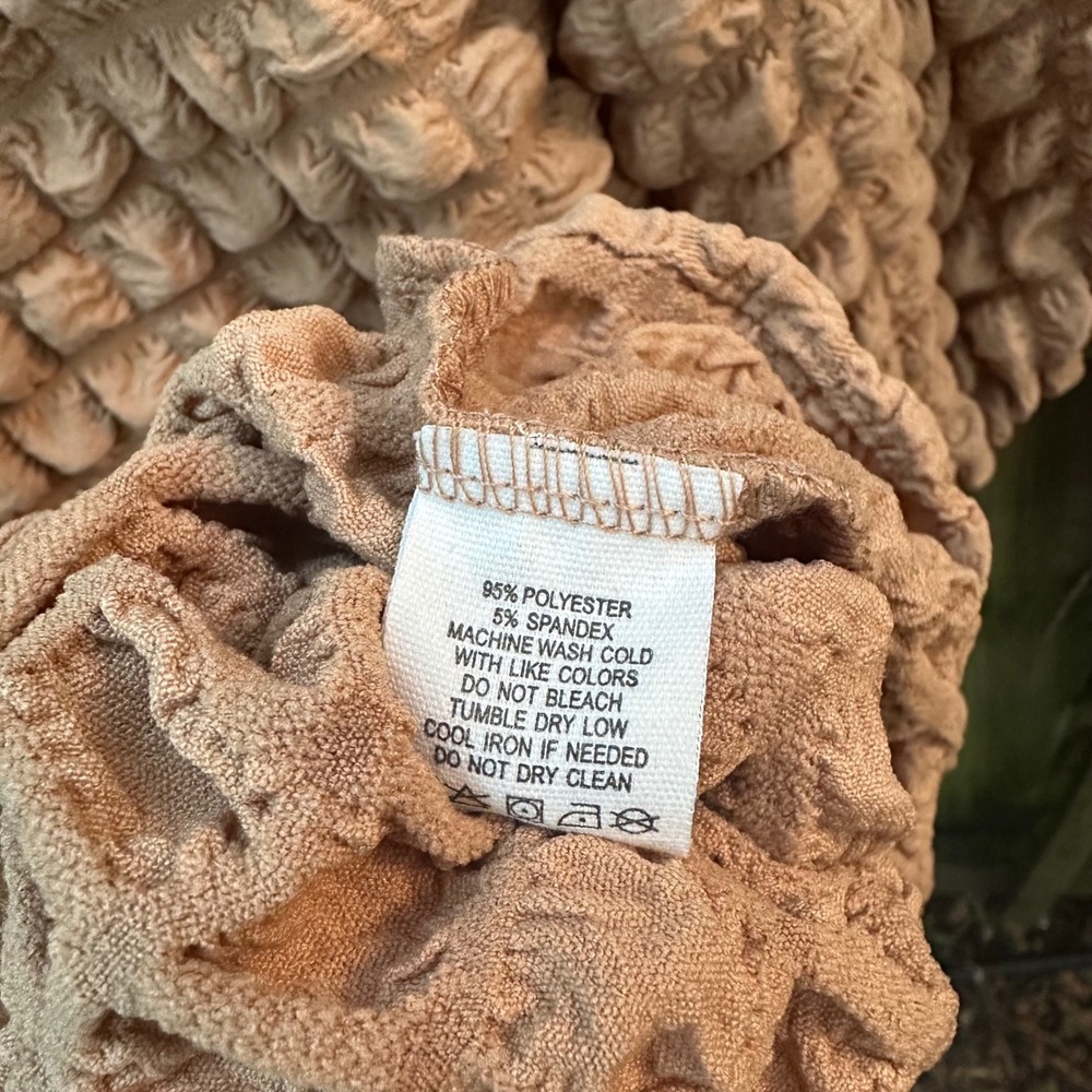 NWT Simply Southern Long Sleeve Tiered Bubble Mini Dress Puff Tan Brown Sz Large - Picture 7 of 12